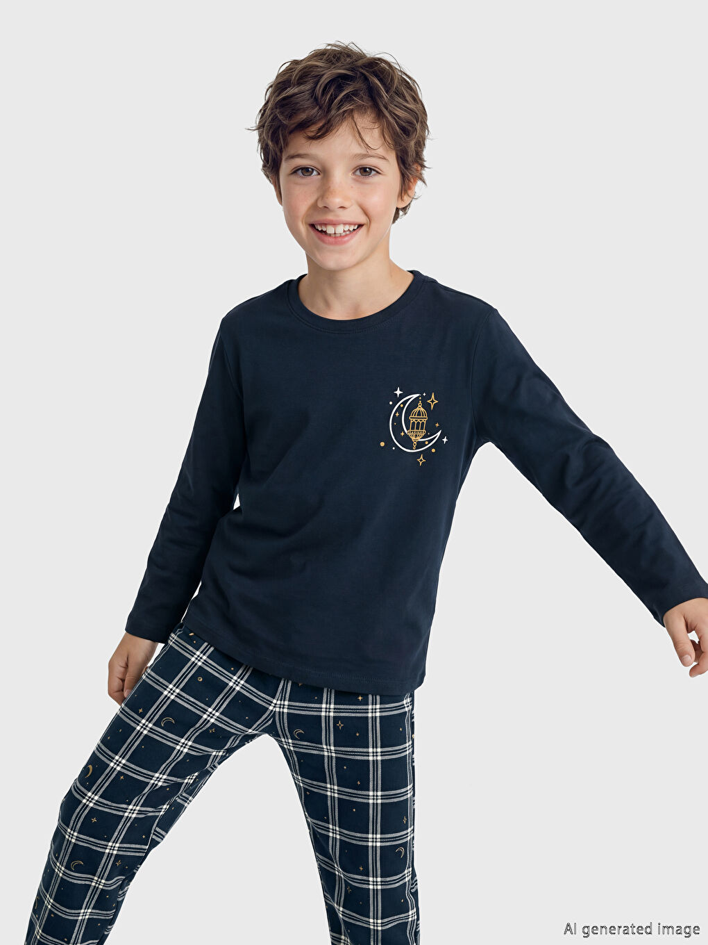 Lacivert Baskılı Erkek Çocuk Pijama Takımı-1