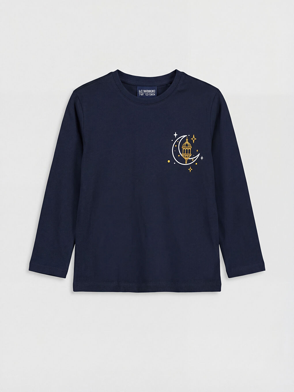 Lacivert Bisiklet Yaka Baskılı Erkek Çocuk Pijama Takım-1