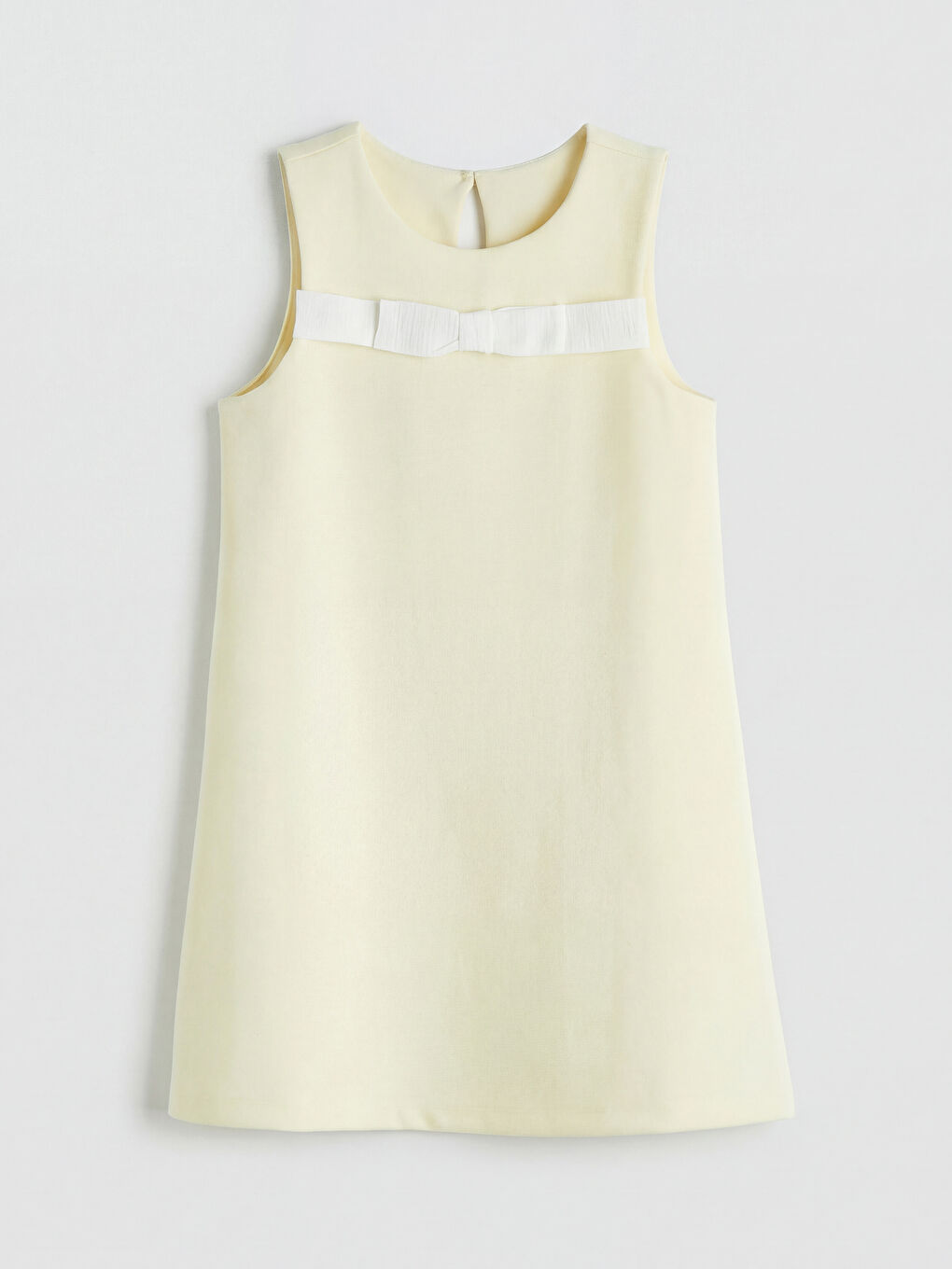 Sarı Bisiklet Yaka Fiyonklu Kız Çocuk Elbise