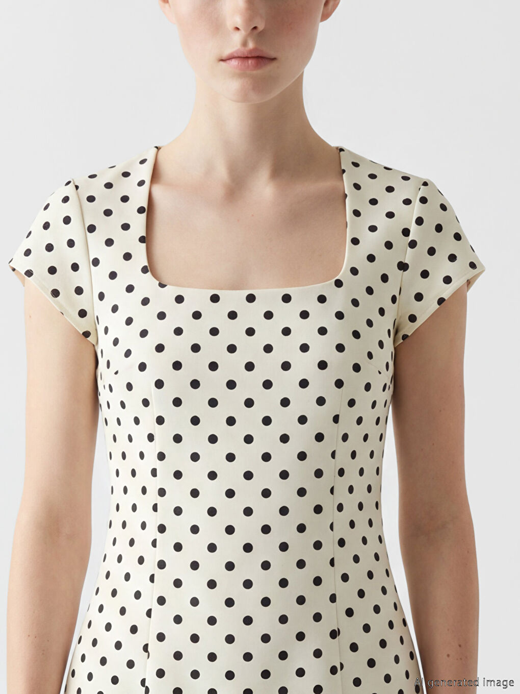 Robe Mini à Pois à Col Carré-2