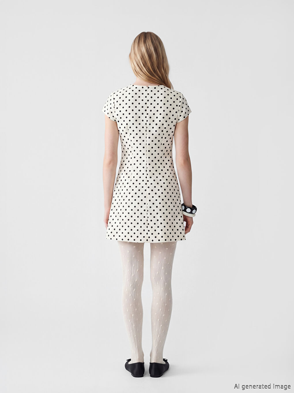 Robe Mini à Pois à Col Carré-3