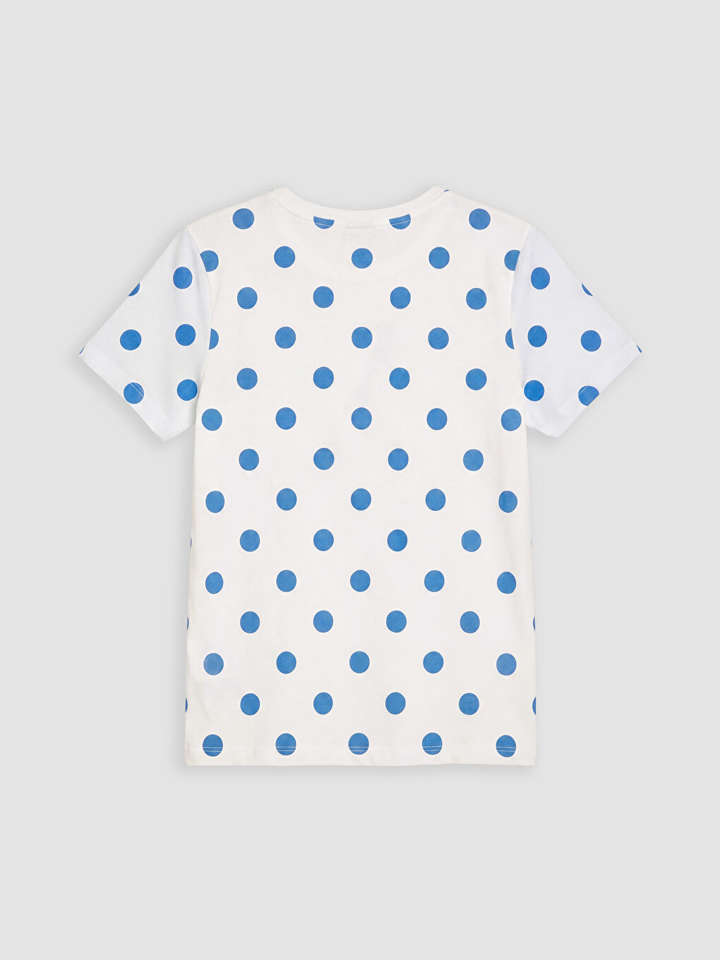 Ekru Bisiklet Yaka Puantiyeli Kız Çocuk Tişört-1