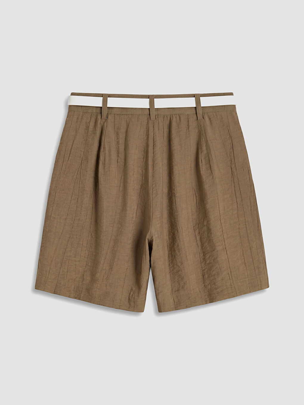 Belted Waist Women's Pleated Shorts-6