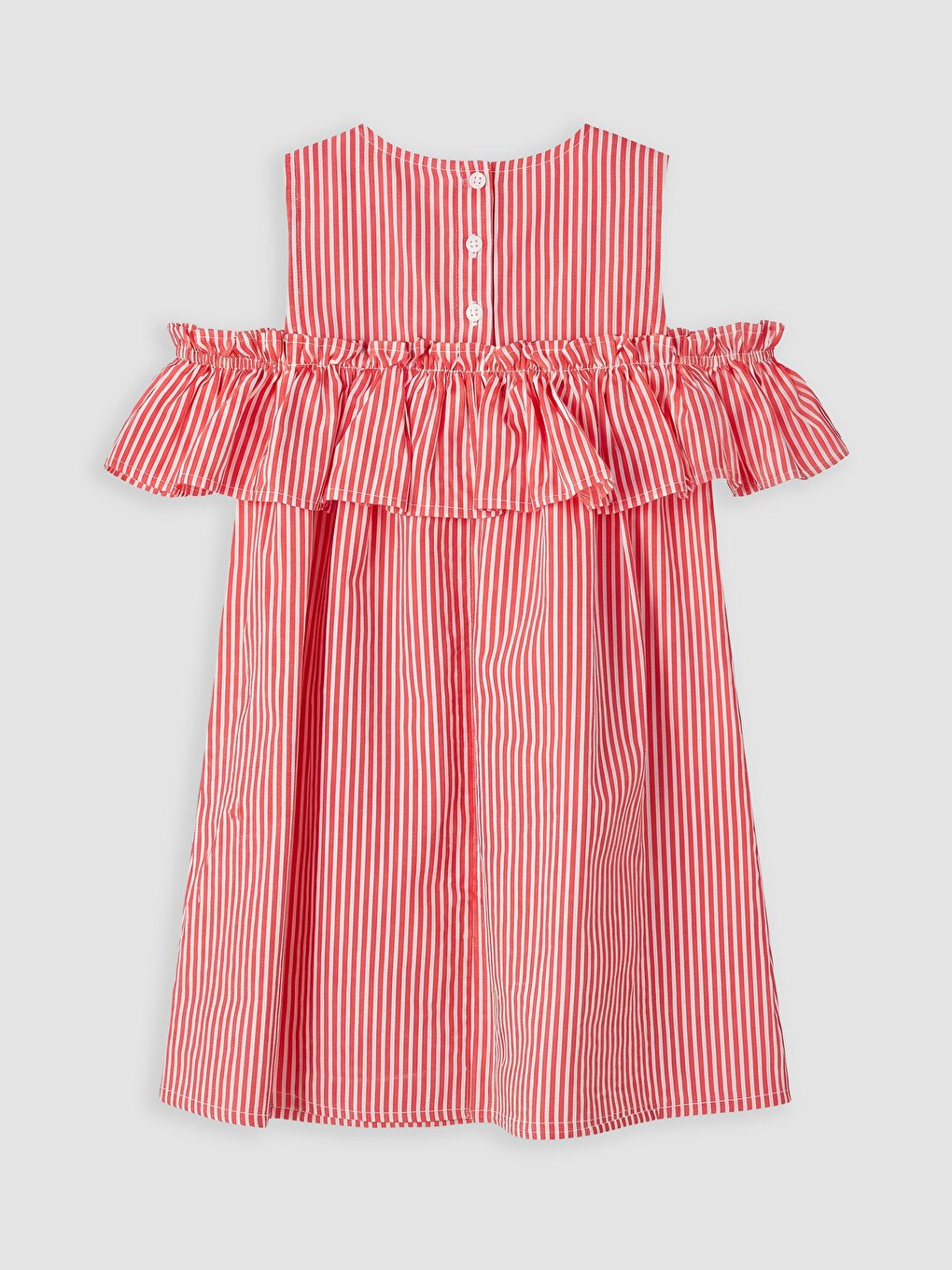 Crew Neck Striped Girls' Poplin Dress-1