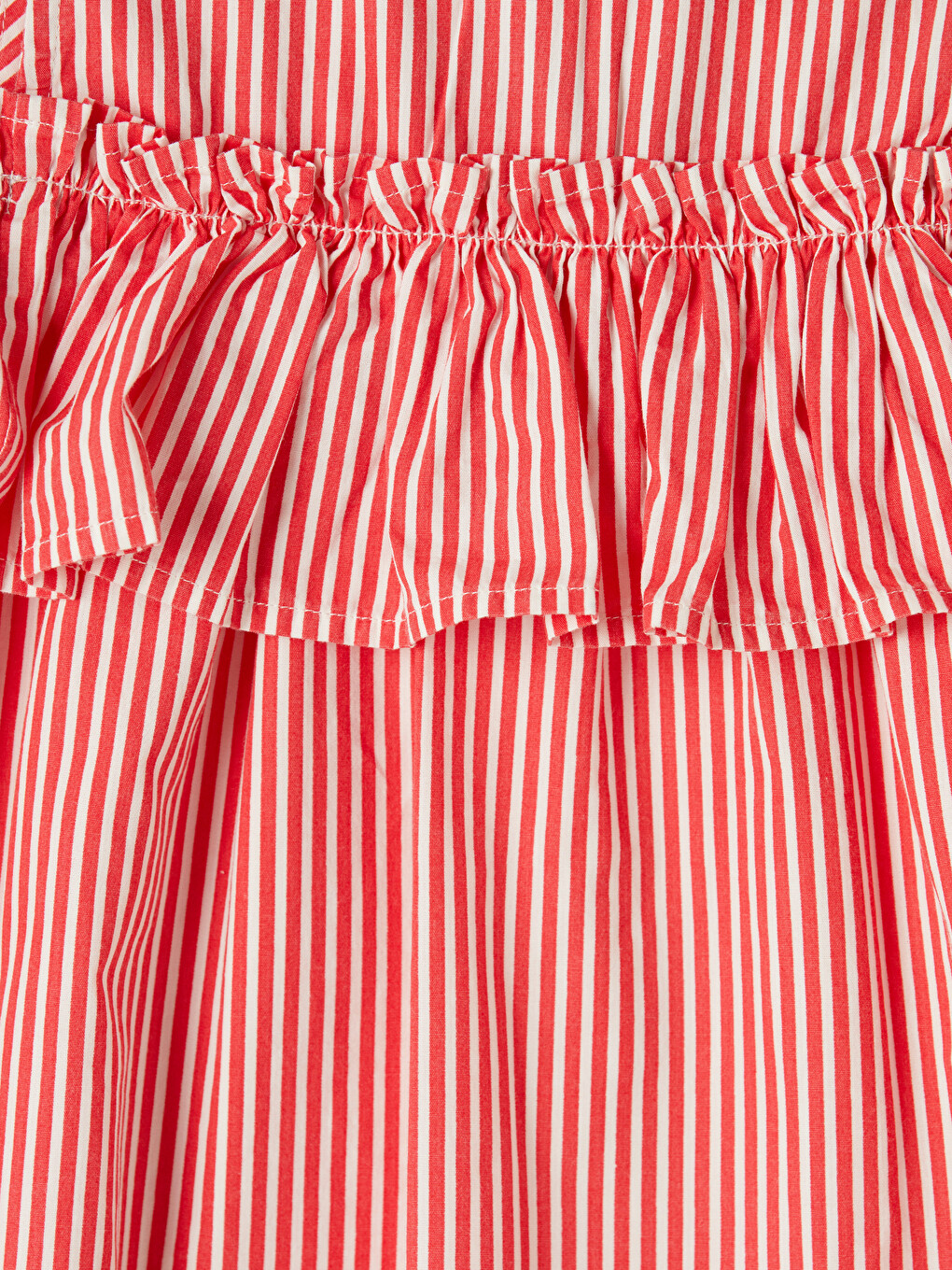 Crew Neck Striped Girls' Poplin Dress-2