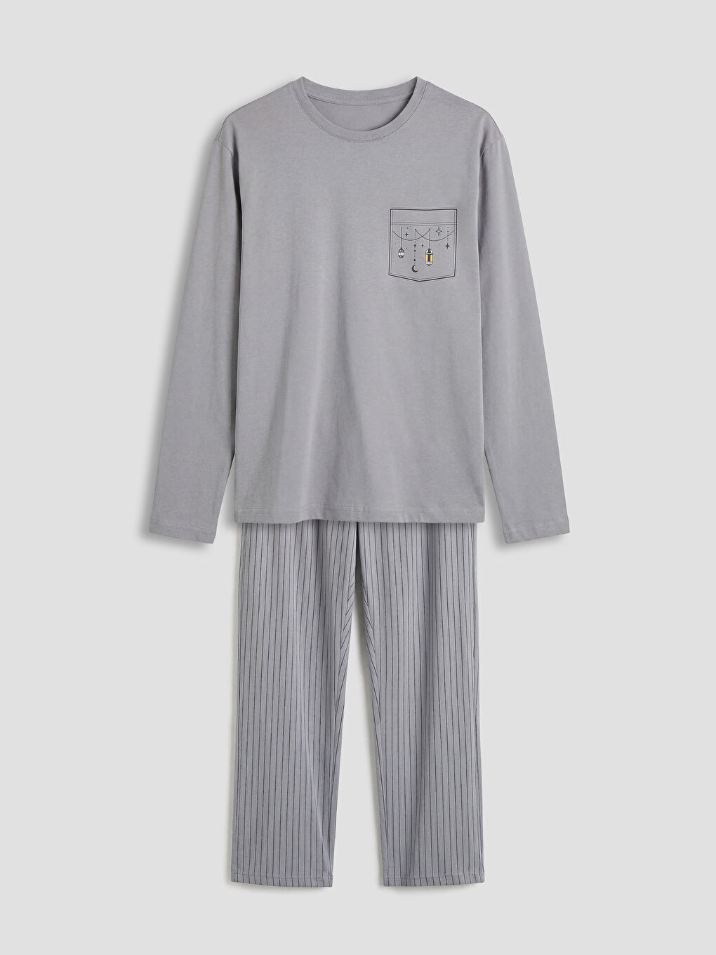 Antrasit Standart Kalıp Baskılı Erkek Pijama Takım