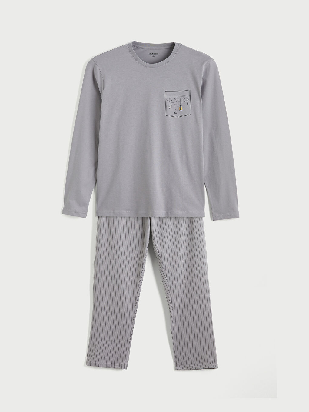 Antrasit Standart Kalıp Baskılı Erkek Pijama Takım-4