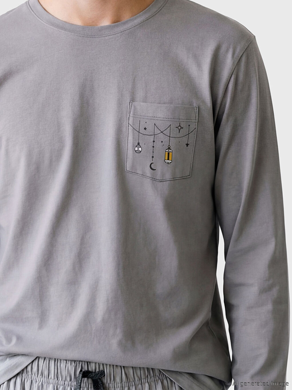 Antrasit Standart Kalıp Baskılı Erkek Pijama Takım-2