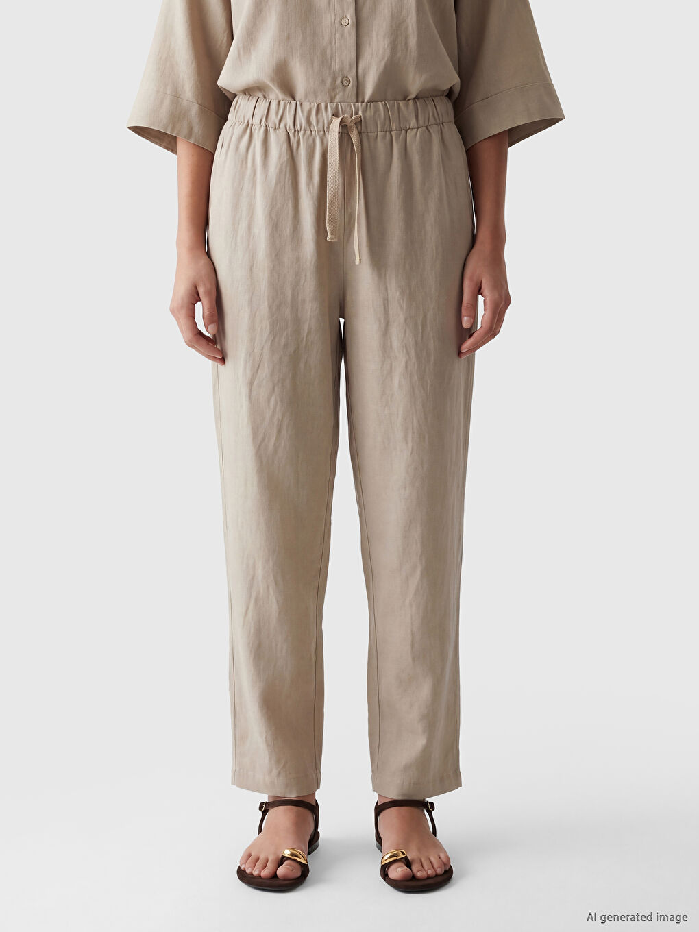 Woman Beige Trousers-1