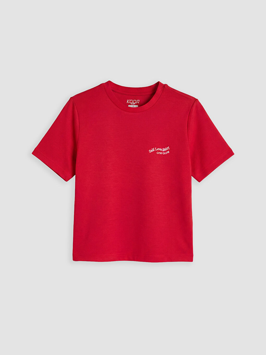 Kırmızı Soft Touch Nakışlı Kadın Spor Tişört