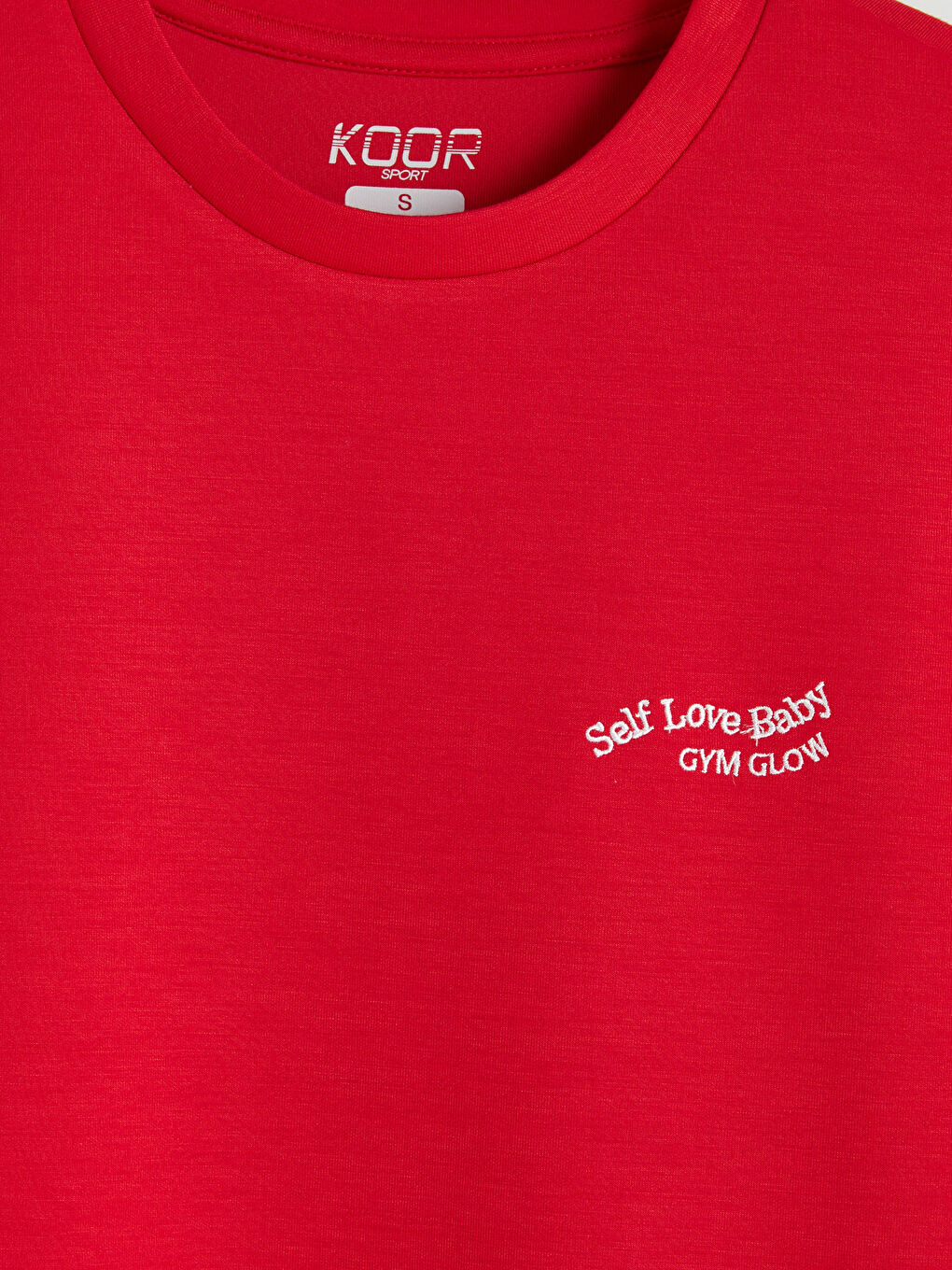 Kırmızı Soft Touch Nakışlı Kadın Spor Tişört-2