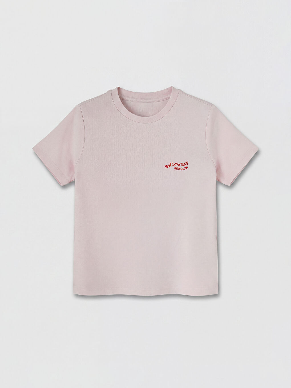 Pembe Soft Touch Nakışlı Kadın Spor Tişört