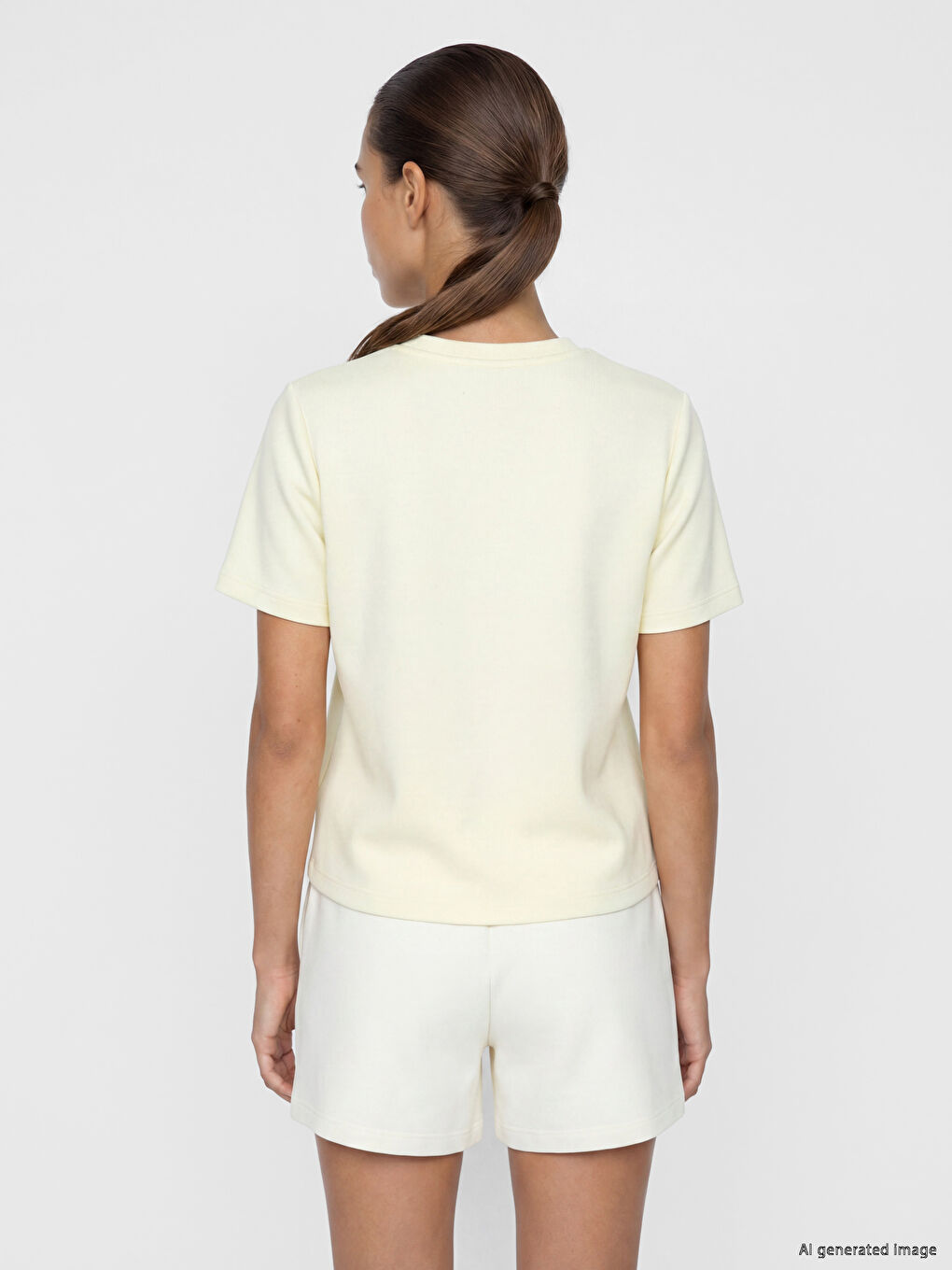 Sarı Soft Touch Nakışlı Kadın Spor Tişört-3