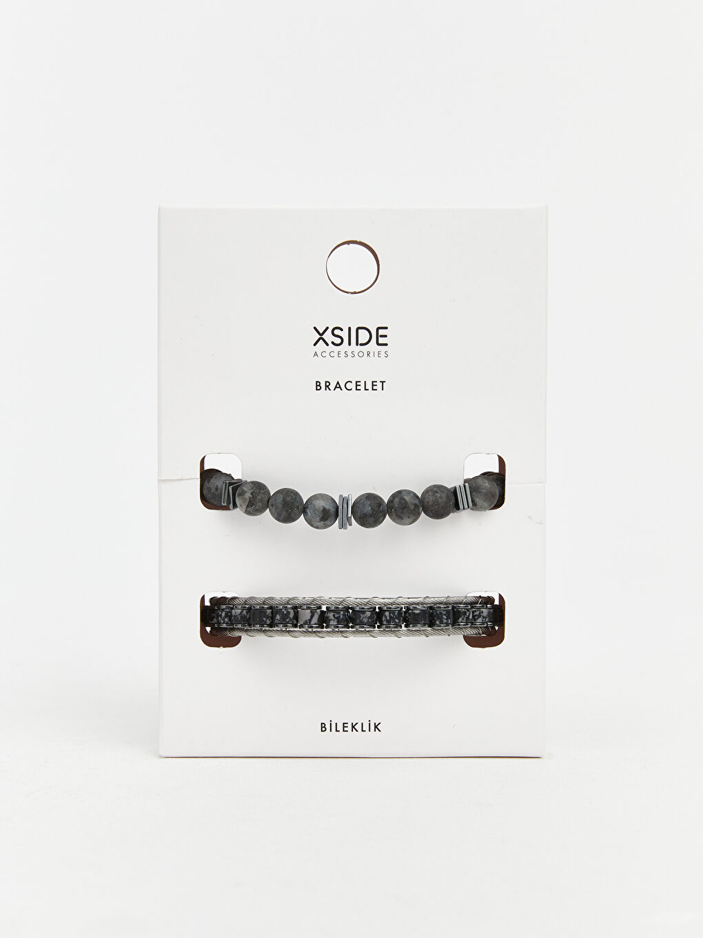 Gri Erkek Bileklik Seti 2'li-1