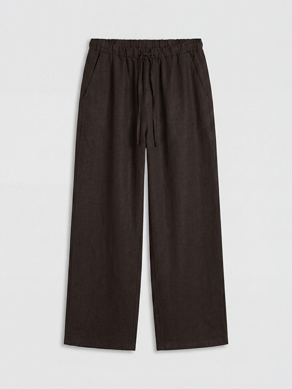 Kahverengi Keten Karışımlı Kadın Pantolon