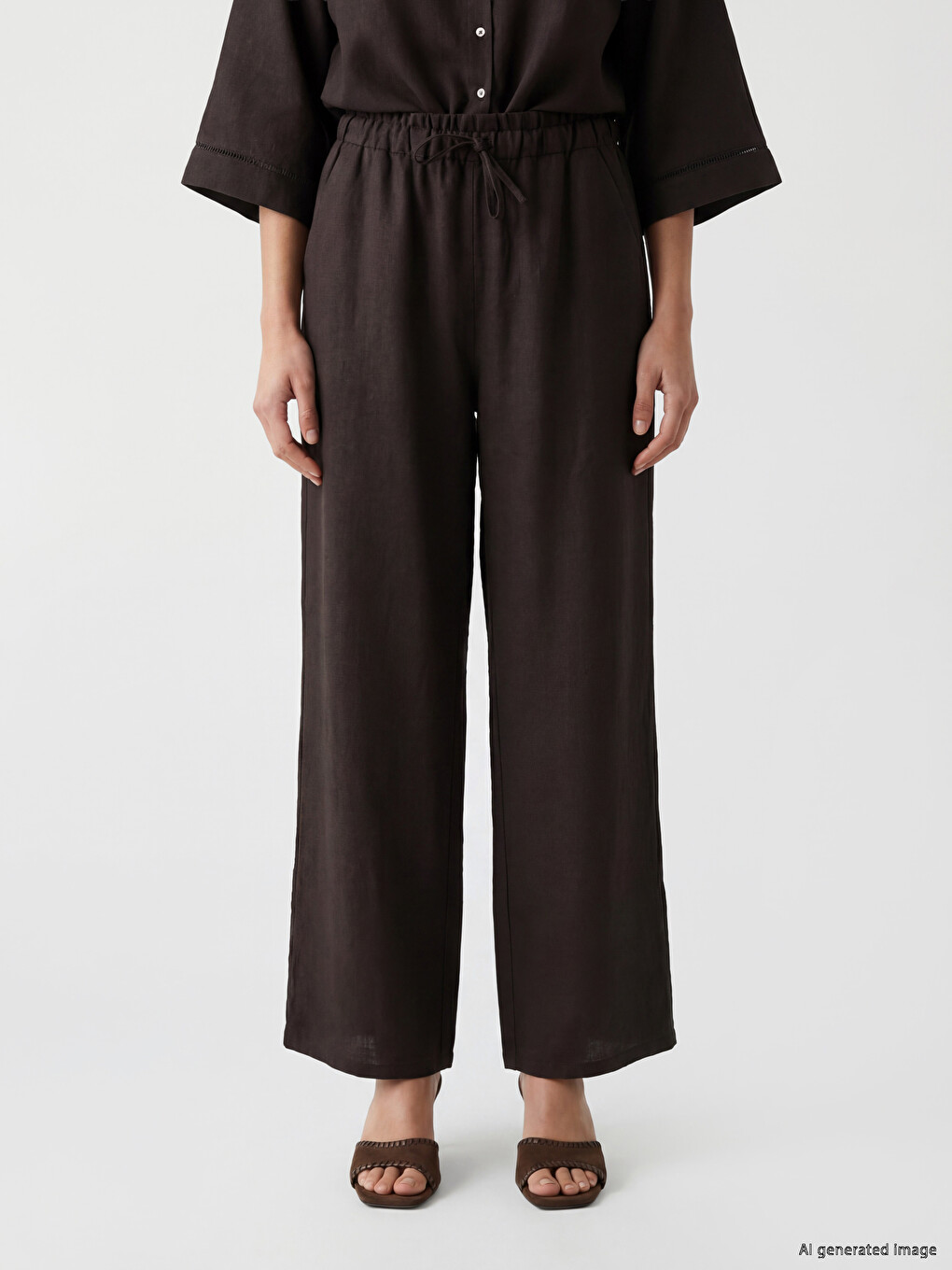 Ženske pantalone od mešavine lana-1