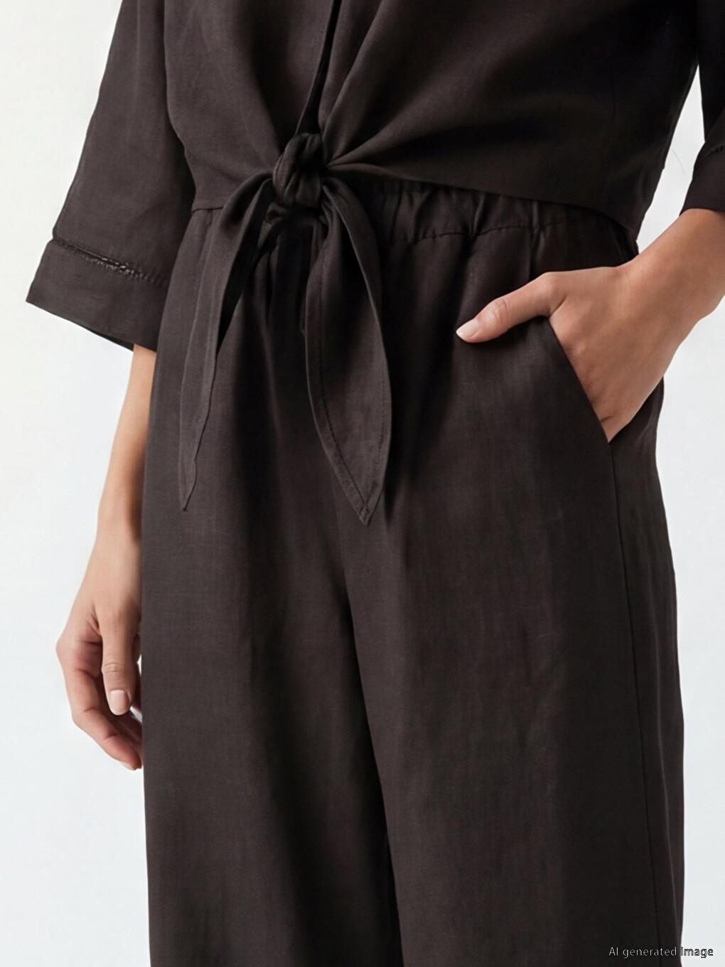 Ženske pantalone od mešavine lana-2