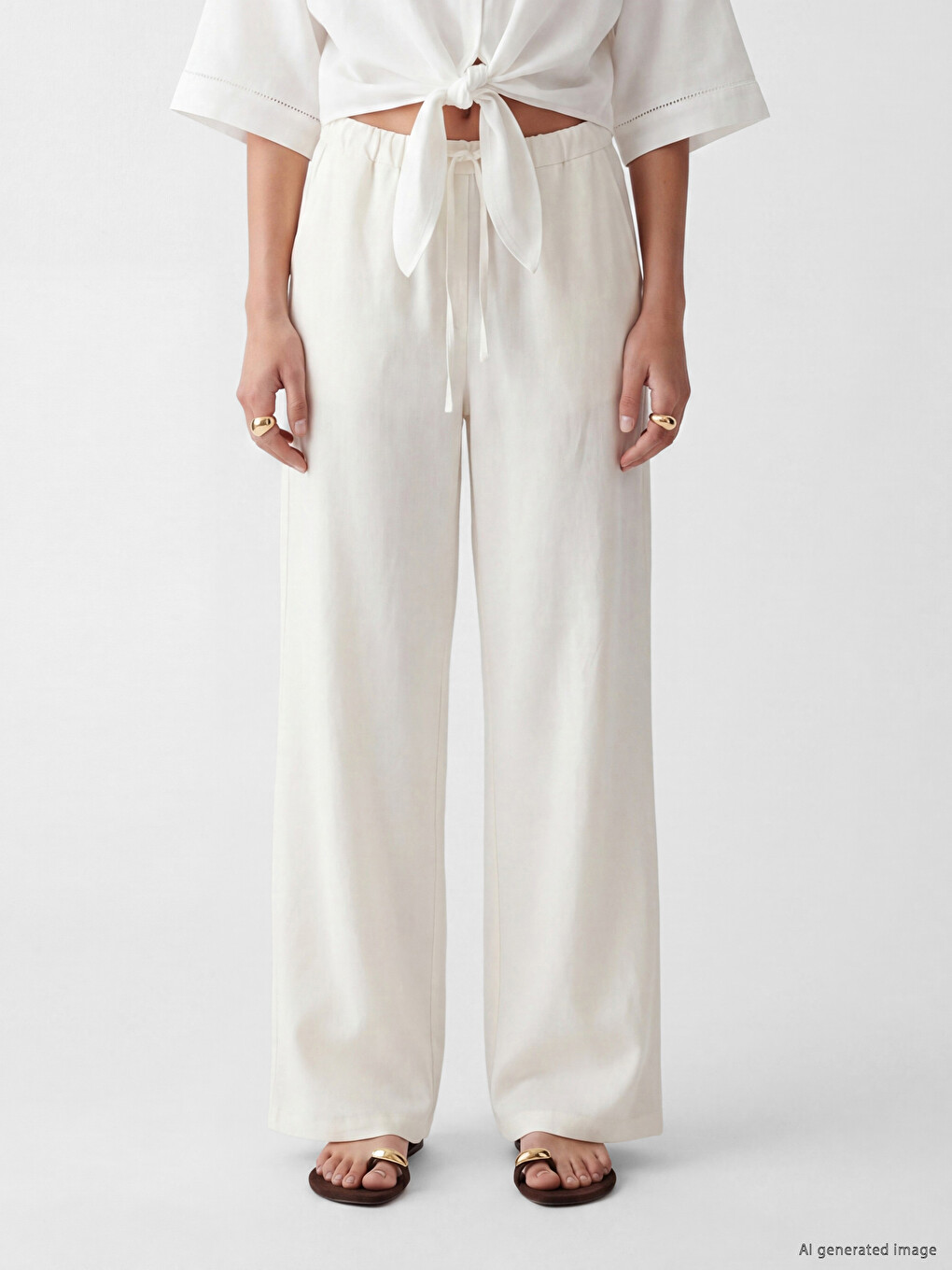 Linen Blend Women's Trousers-2