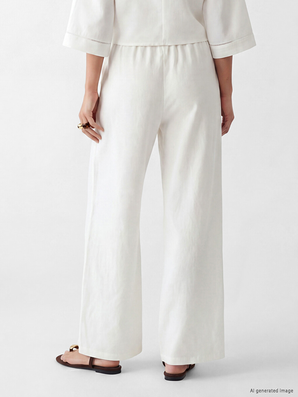 Linen Blend Women's Trousers-4