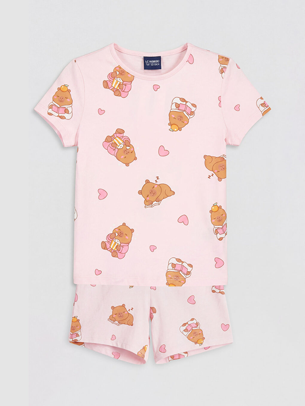 Kratka pidžama komplet sa okruglim izrezom za devojčice