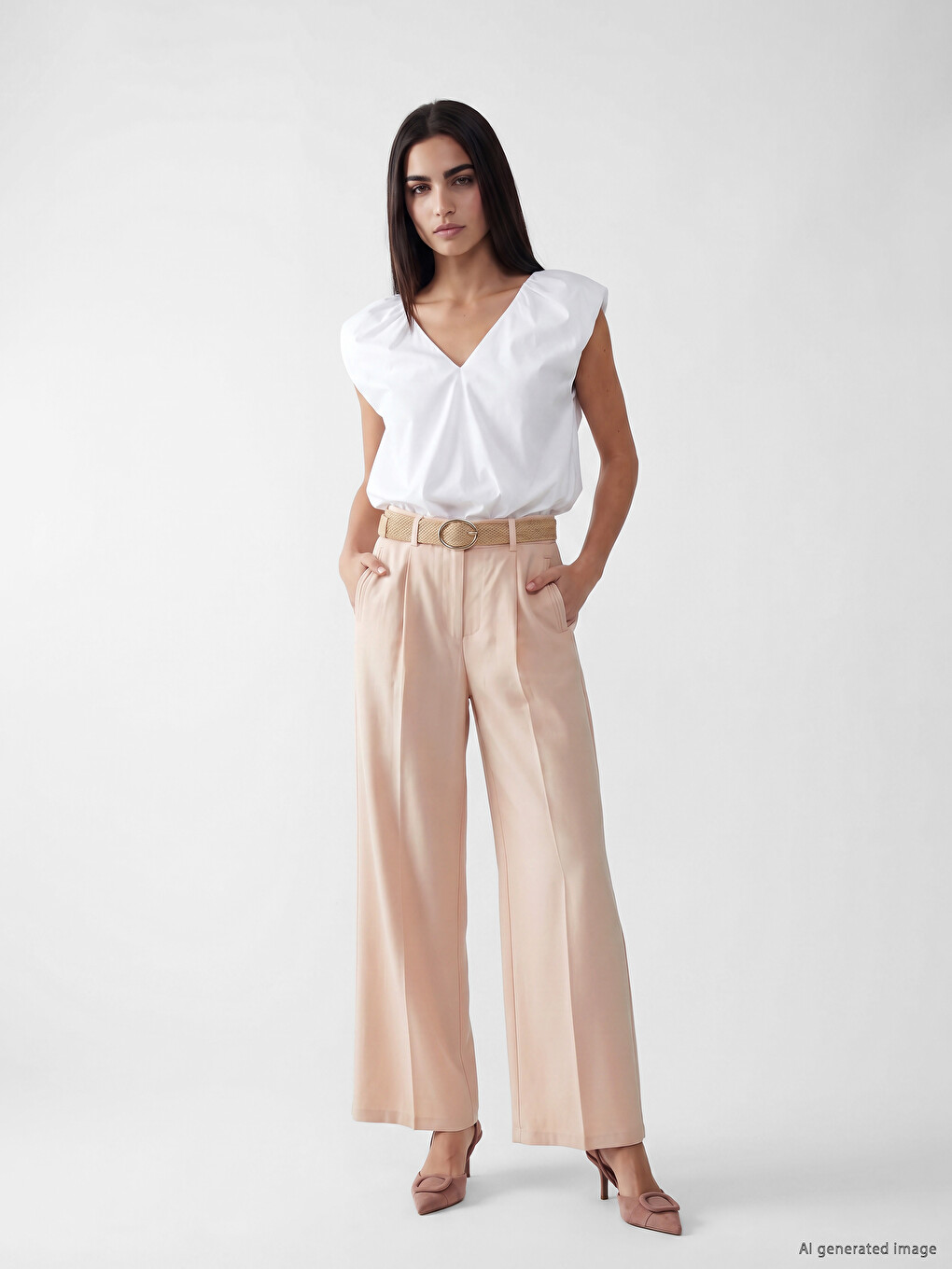 Loose Fit Belted Women's Trousers