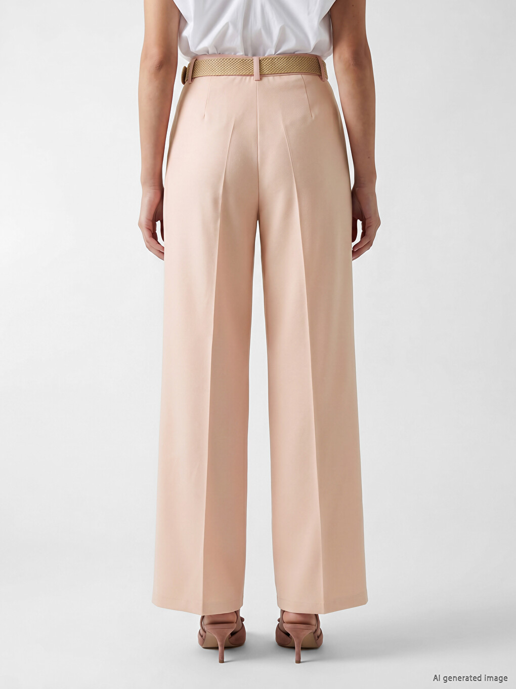 Loose Fit Belted Women's Trousers-3