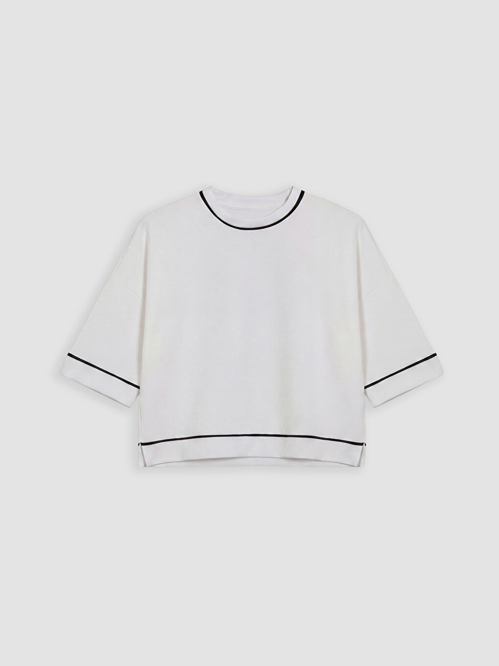 Beyaz Soft Touch Crop Kadın Spor Tişört