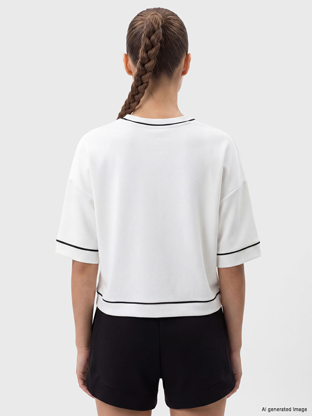 T-shirt sportiv i shkurtër për femra me prekje të butë-3