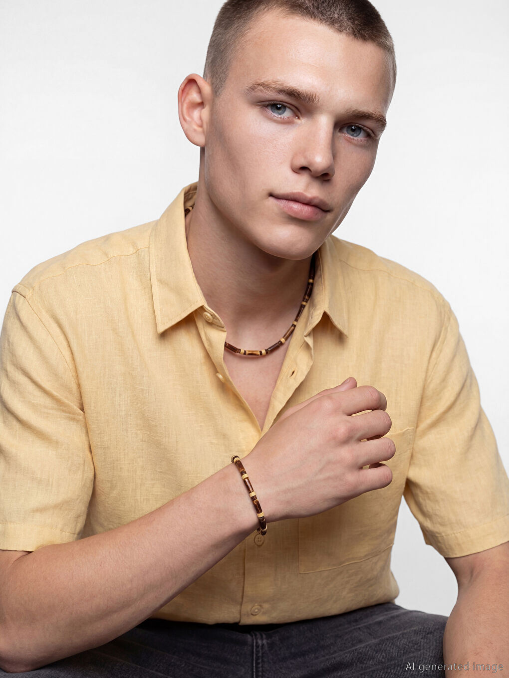 Kahverengi Erkek Takı Seti 2'li