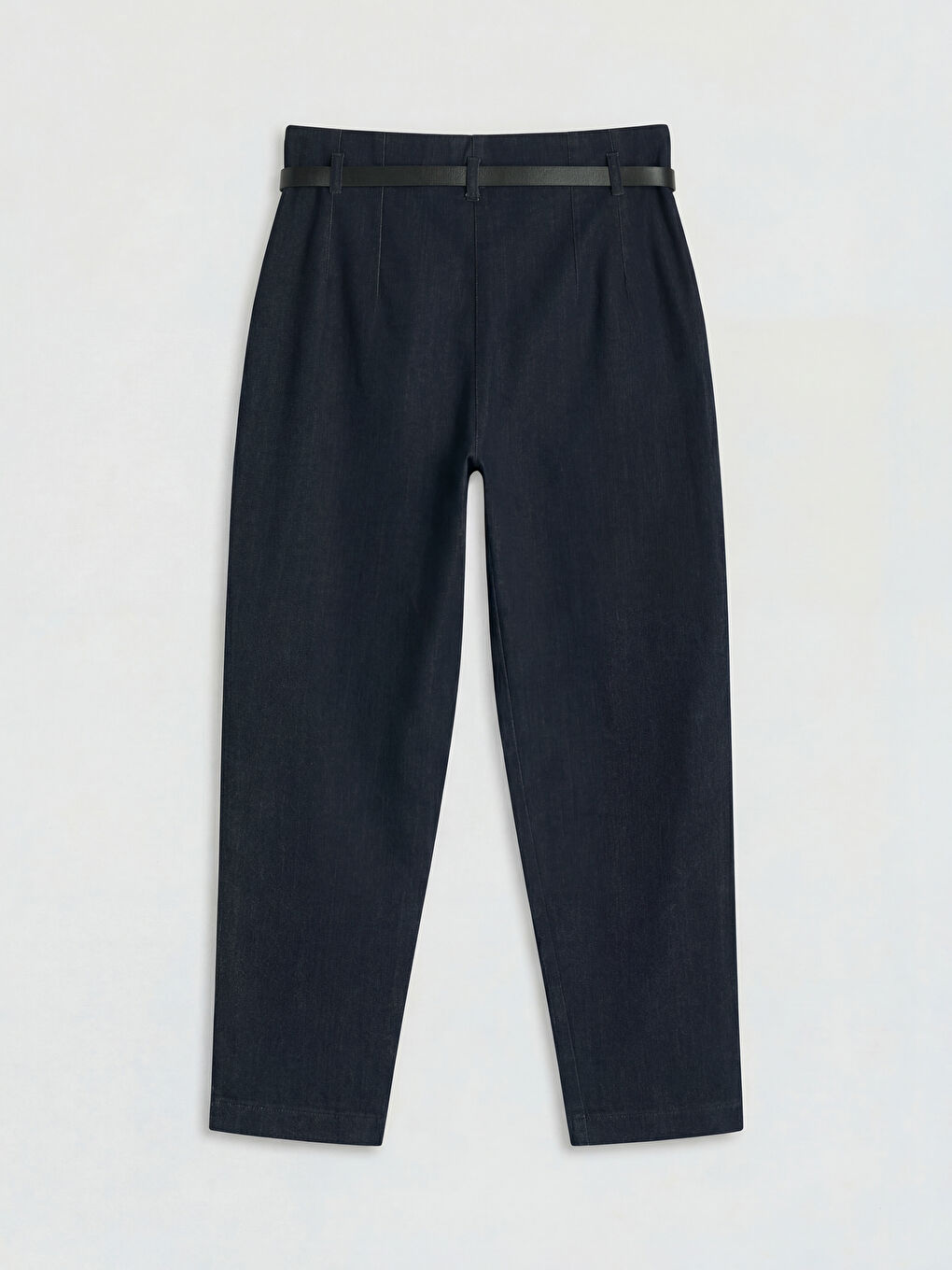 İndigo Beli Kemerli Slim Mom Kadın Jean Pantolon-1