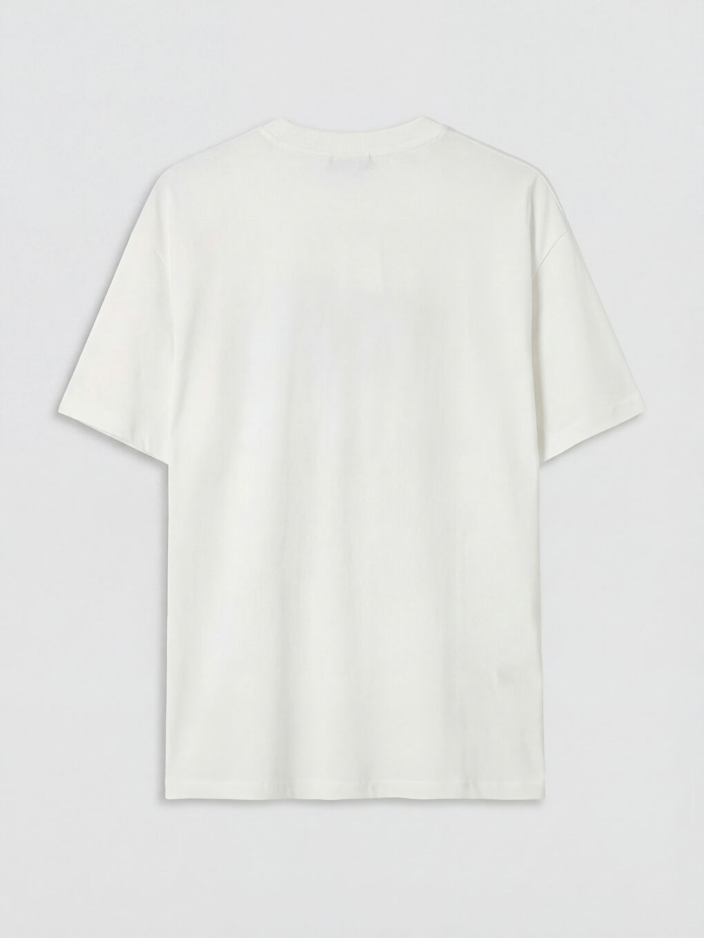 Ekru Bisiklet Yaka Baskılı Kadın Tişört-1