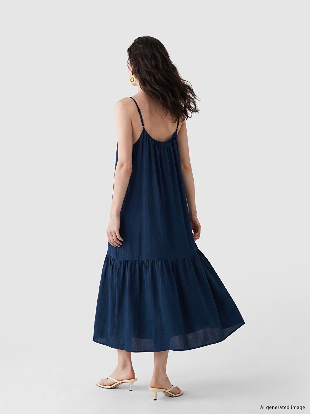 U Neck Strappy Ruched Dress-2