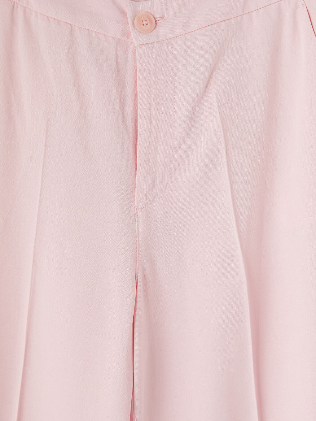 Pembe Geniş Paça Keten Karışımlı Kadın Pantolon-2