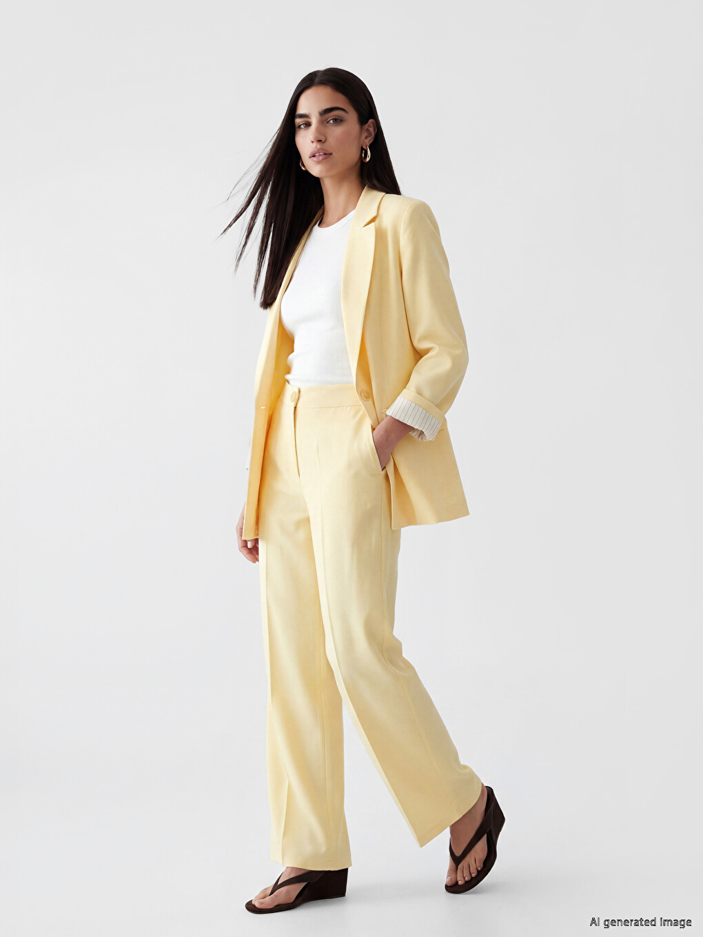 Pantalon Femme Coupe Régulière en Mélange de Lin