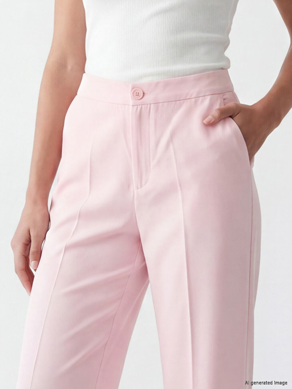 Pembe Regular Fit Keten Karışımlı Kadın Pantolon-2