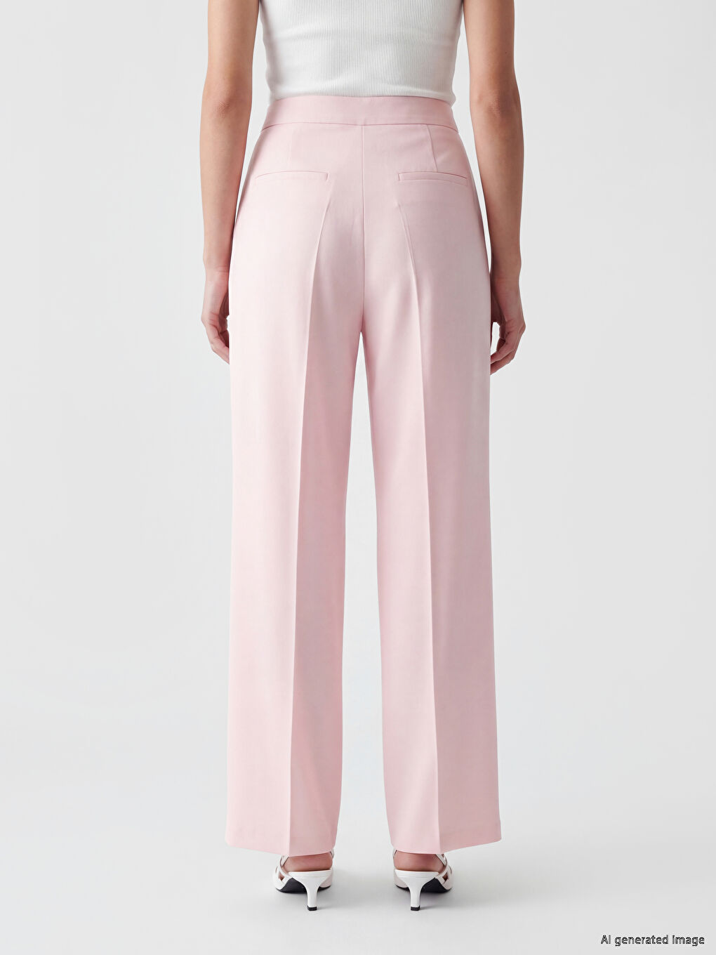 Pembe Regular Fit Keten Karışımlı Kadın Pantolon-3