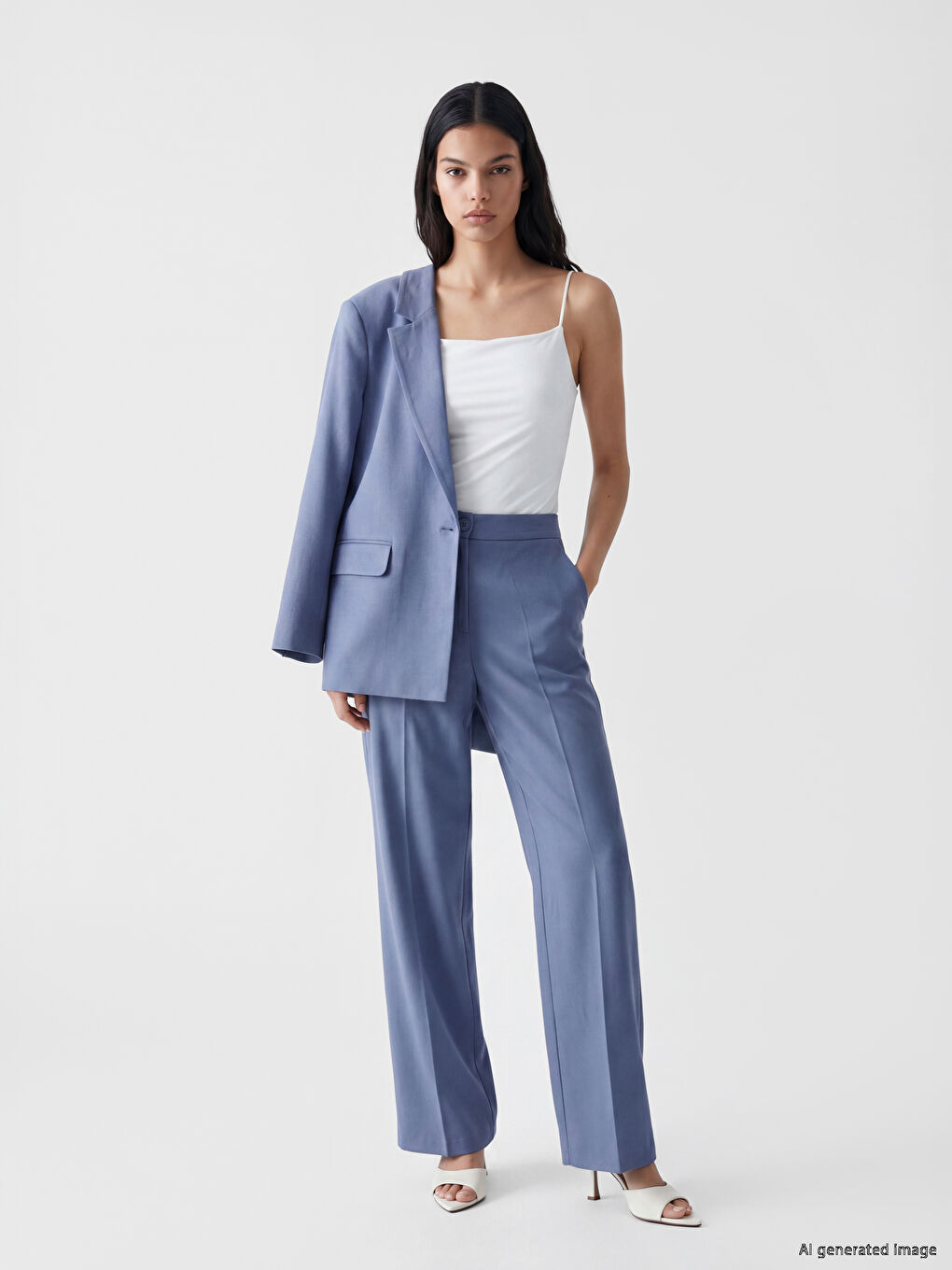 Mavi Regular Fit Keten Karışımlı Kadın Pantolon