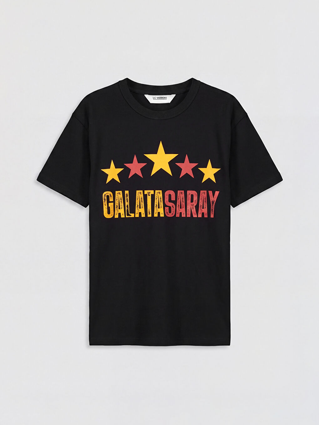 Siyah Bisiklet Yaka Galatasaray Baskılı Erkek Çocuk Tişört