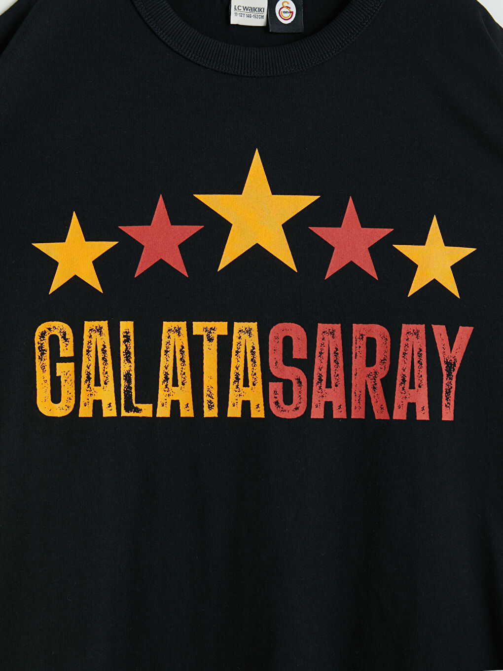 Siyah Bisiklet Yaka Galatasaray Baskılı Erkek Çocuk Tişört-2