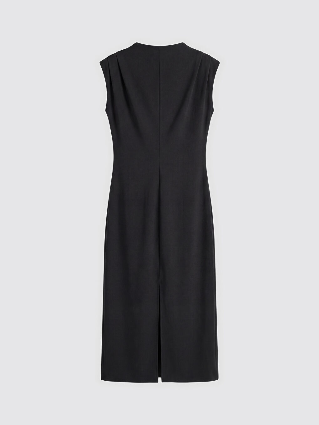 Siyah Dik Yaka Büzgülü Bodycon Elbise	-1