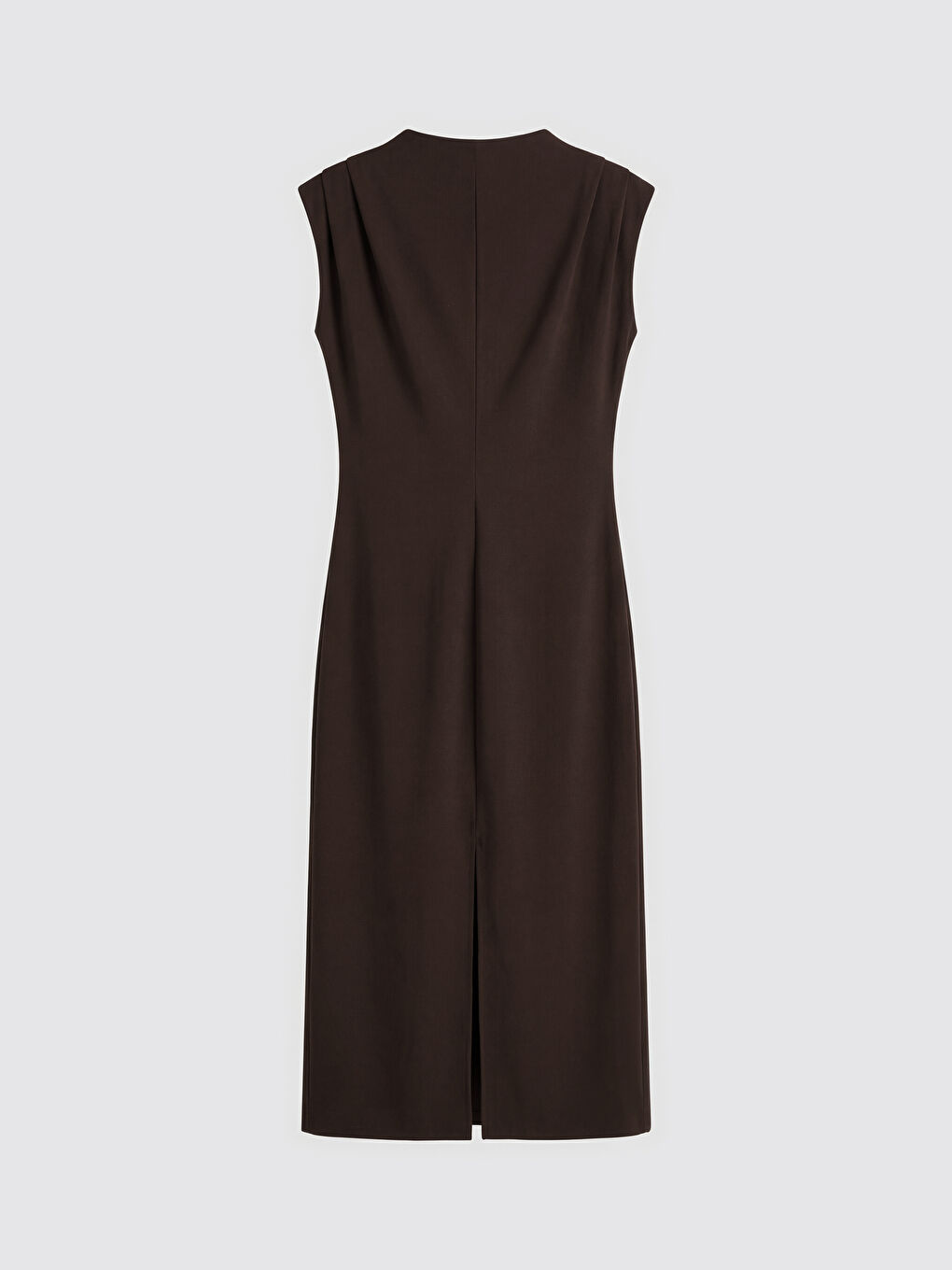 Kahverengi Dik Yaka Büzgülü Bodycon Elbise	-1