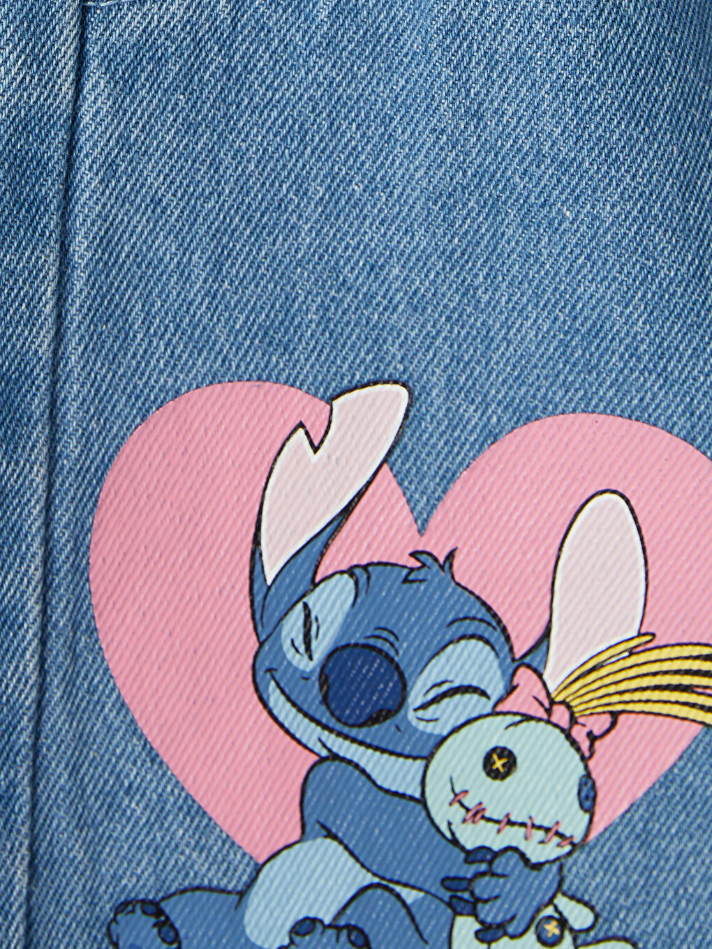 Mavi Lilo & Stitch Baskılı Kız Çocuk Jean Şort-3