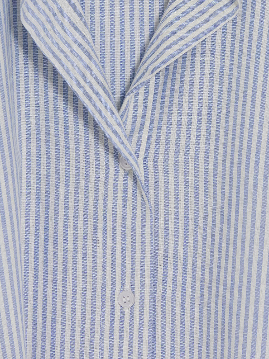 Mavi Çizgili Keten Karışımlı Kadın Gömlek-2