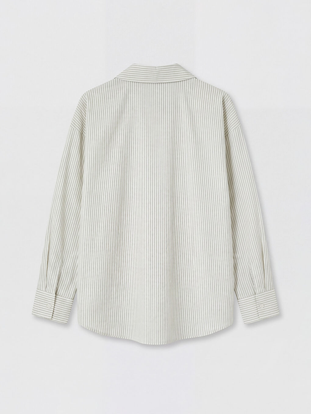 Yeşil Çizgili Keten Karışımlı Kadın Gömlek-1