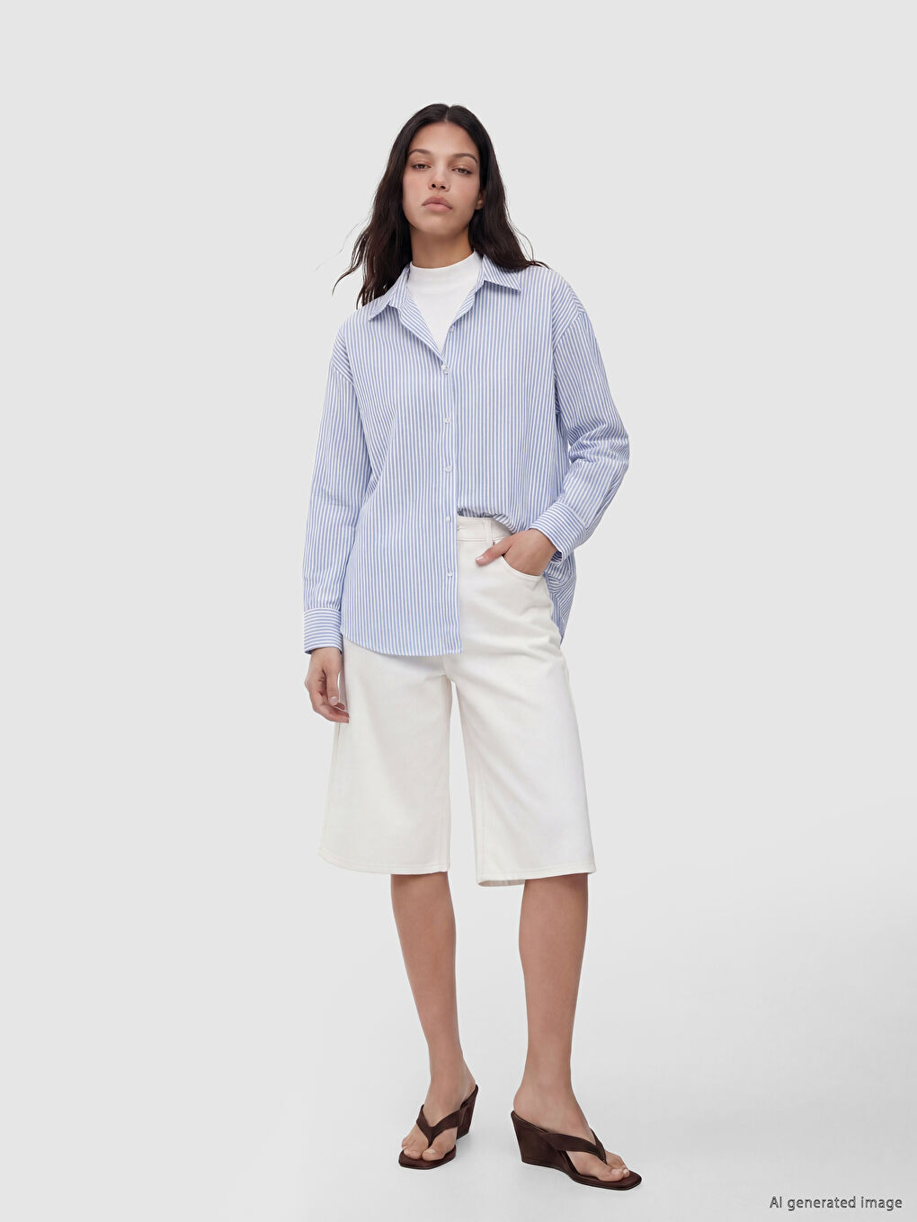 Striped Linen Blend Women's Shirt-1