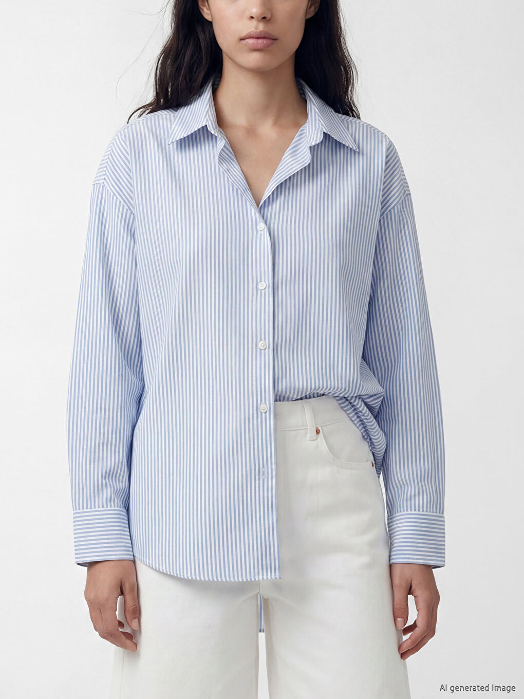 Striped Linen Blend Women's Shirt-2