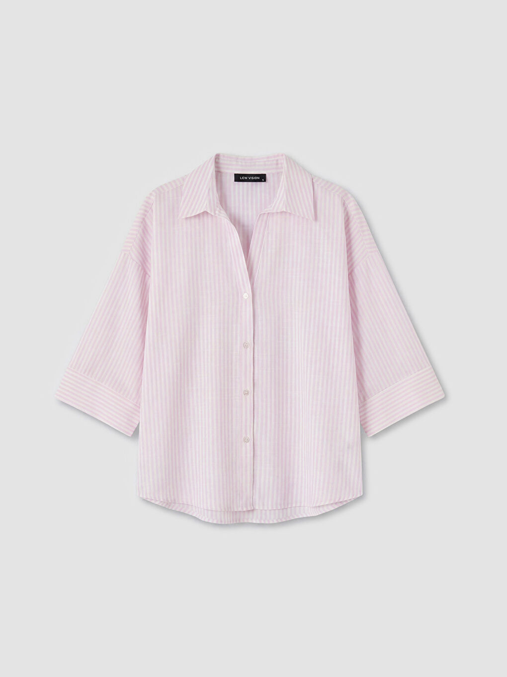 Pembe Çizgili Oversize Poplin Kadın Gömlek