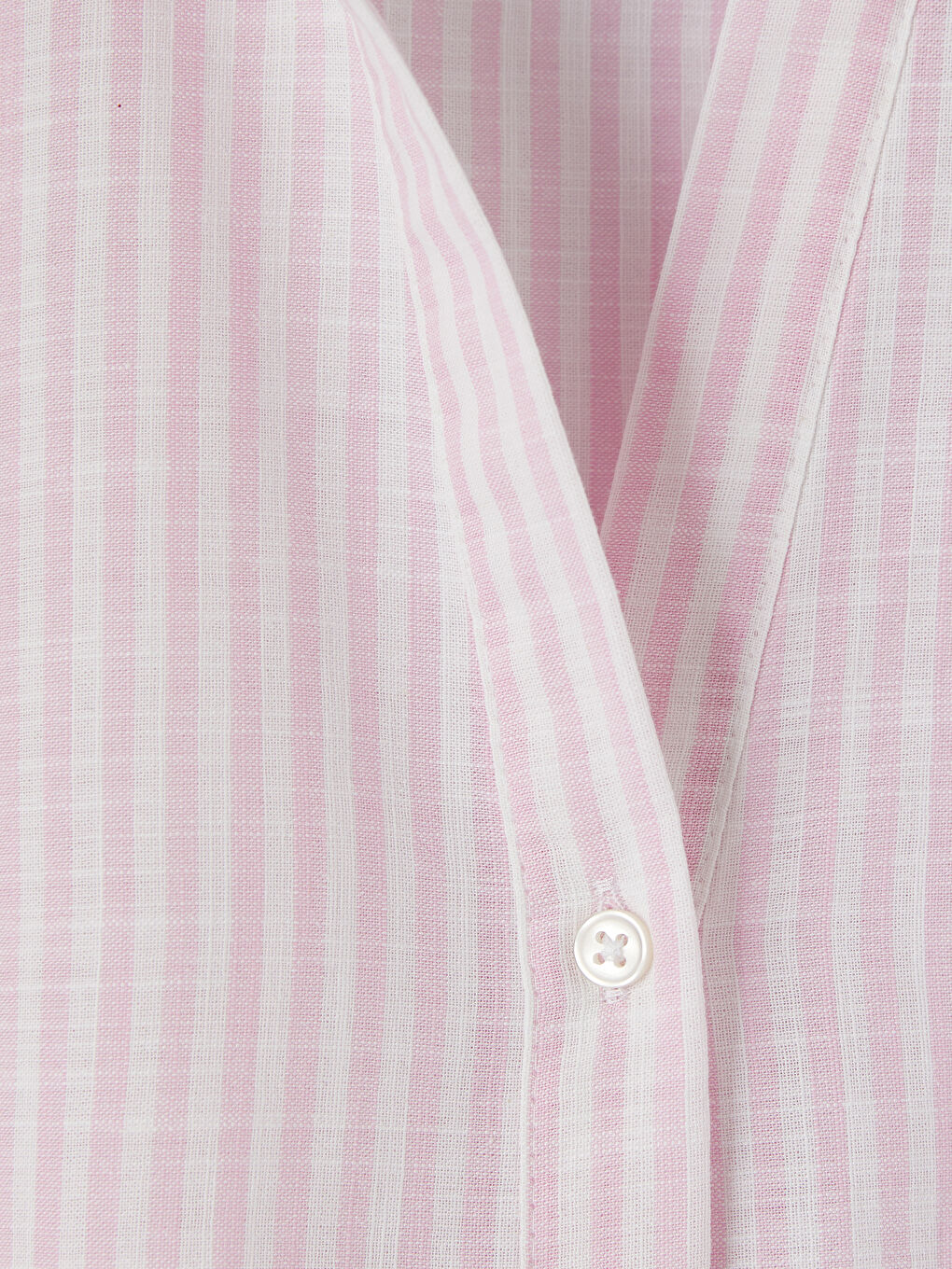 Pembe Çizgili Oversize Poplin Kadın Gömlek-2