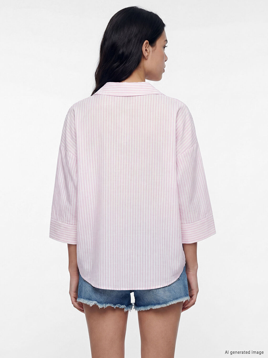 Striped Oversize Poplin Women's Shirt-3