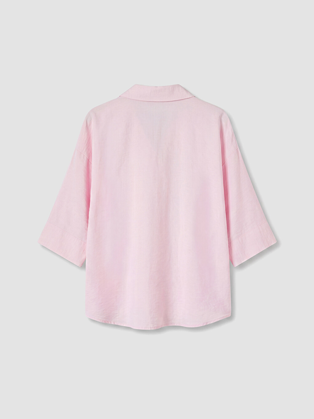 Pembe Oversize Armürlü Kadın Gömlek-2
